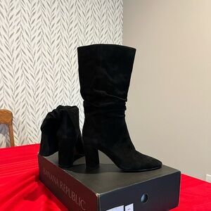 Banana Republic Black Suede Midshaft Boots